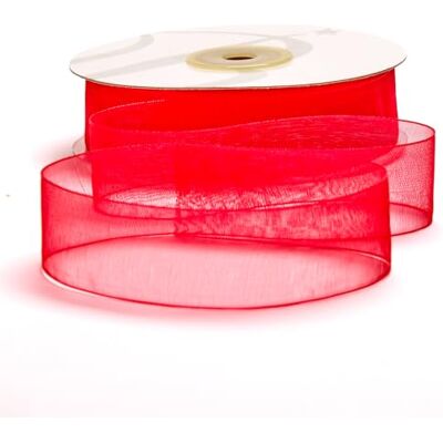 BARATTI Nastro Organza 25mm x 50m Decorativo in Poliestere Trasparente, Per Bomboniere, Regali, Feste, Fai da Te, Matrimonio, Compleanno, Artigianato, Natale, Decorazioni (Rosso) BARATTI Nastro Organza 25mm x 50m Decorativo in Poliestere Trasparente, Per Bomboniere, Regali, Feste, Fai da Te, Matrimonio, Compleanno, Artigianato, Natale, Decorazioni (Rosso)