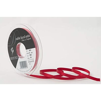 Berisfords Nastro double face in poliestere satinato, rosso scarletberry, 5 mm Berisfords Nastro double face in poliestere satinato, rosso scarletberry, 5 mm