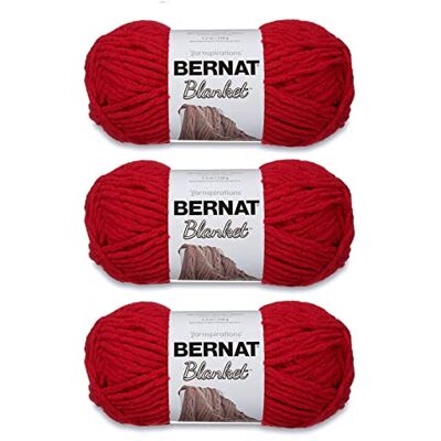 Bernat Blanket Cranberry Yarn – 3 confezioni da 150 g/5,3 oz – poliestere – 6 super voluminosi – 100 metri – per lavoro a maglia, uncinetto, artigianato e amigurumi, filato di ciniglia grosso Bernat Blanket Cranberry Yarn – 3 confezioni da 150 g/5,3 oz – poliestere – 6 super voluminosi – 100 metri – per lavoro a maglia, uncinetto, artigianato e amigurumi, filato di ciniglia grosso