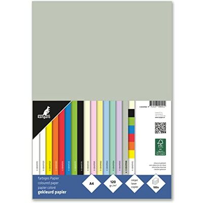 Kangaro Carta colorata grigia pastello DIN A4 – 120 g/m² FSC mix – 100 pezzi – Carta da lettere fai da te Kangaro Carta colorata grigia pastello DIN A4 – 120 g/m² FSC mix – 100 pezzi – Carta da lettere fai da te