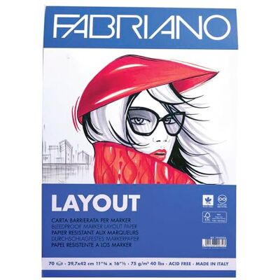 Honsell 19100506 Fabriano Layout Block 29,7 x 42 cm, 75 g/m², 70 fogli, senza acidi, resistente alle forature, superficie liscia ideale per schizzi, disegni e calligrafia, bianco, A3 Honsell 19100506 Fabriano Layout Block 29,7 x 42 cm, 75 g/m², 70 fogli, senza acidi, resistente alle forature, superficie liscia ideale per schizzi, disegni e calligrafia, bianco, A3