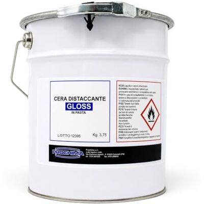 PROCHIMA , Cera Gloss, Colore Bianco Opaco, Distaccante Ideato per Formare un Film Morbido e Continuo, Si Asciuga Quasi Istantaneamente, Barattolo da 3.75 kg PROCHIMA , Cera Gloss, Colore Bianco Opaco, Distaccante Ideato per Formare un Film Morbido e Continuo, Si Asciuga Quasi Istantaneamente, Barattolo da 3.75 kg
