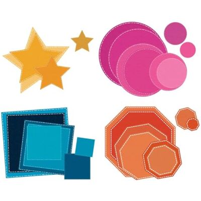 MISS KUTY Set di 4 fustelle sottili ZAG Stella, Cerchi, Quadrati e Esagoni MISS KUTY Set di 4 fustelle sottili ZAG Stella, Cerchi, Quadrati e Esagoni