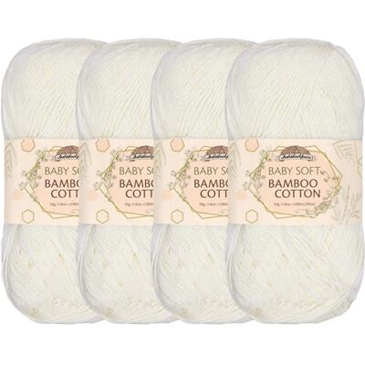 BambooMN JubileeYarn Gomitolo di filato di cotone e bambù morbido per neonati, 50 g/matassa, latte di mandorle, 4 matasse BambooMN JubileeYarn Gomitolo di filato di cotone e bambù morbido per neonati, 50 g/matassa, latte di mandorle, 4 matasse