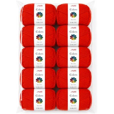Stafil Colors Set da 10 Gomitoli Colore rosso – 10 Gomitoli da 50 g (500 g Totali) – Lana Acrilica per Uncinetto, Maglia, Amigurumi, Crochet e Lavori Creativi Stafil Colors Set da 10 Gomitoli Colore rosso – 10 Gomitoli da 50 g (500 g Totali) – Lana Acrilica per Uncinetto, Maglia, Amigurumi, Crochet e Lavori Creativi