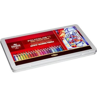 Koh-I-Noor Set 72 matite colorate per disegno Polycolor della migliore qualità, in confezione regalo in metallo, multicolore Koh-I-Noor Set 72 matite colorate per disegno Polycolor della migliore qualità, in confezione regalo in metallo, multicolore