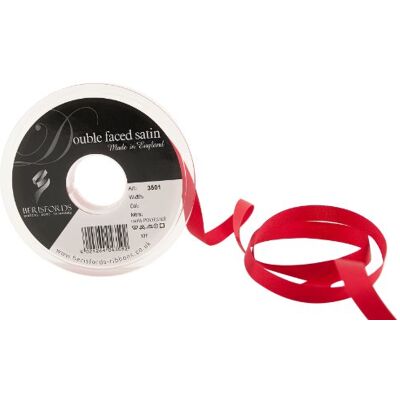 Berisfords 3501 Nastro Double-Face in Raso 20 m x 10 mm, Rosso Berisfords 3501 Nastro Double-Face in Raso 20 m x 10 mm, Rosso