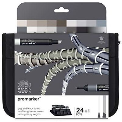 Winsor & Newton Promarker Astuccio 24 Promarker Neri E Toni Di Grigio Winsor & Newton Promarker Astuccio 24 Promarker Neri E Toni Di Grigio