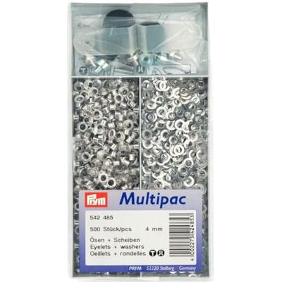 Prym Eyelets and Washers - Argento - 4mm Interno - 500 pezzi Prym Eyelets and Washers - Argento - 4mm Interno - 500 pezzi