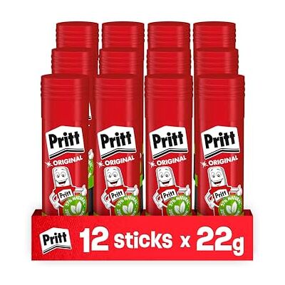 Pritt Colla Stick 12 x 22g, Colla per bambini sicura e affidabile, Adesivo per lavoretti e fai da te, con una tenuta forte per uso scuola e ufficio, 12 stick x 22g Pritt Colla Stick 12 x 22g, Colla per bambini sicura e affidabile, Adesivo per lavoretti e fai da te, con una tenuta forte per uso scuola e ufficio, 12 stick x 22g