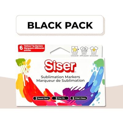SISER Pennarelli Sublimatici Black Pack. Set da 6 pennarelli con punta tonda, fine e a scalpello. Versatili e compatibili con i plotter Juliet e Romeo, tramite il portapennarello incluso. SISER Pennarelli Sublimatici Black Pack. Set da 6 pennarelli con punta tonda, fine e a scalpello. Versatili e compatibili con i plotter Juliet e Romeo, tramite il portapennarello incluso.