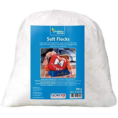 Glorex Soft Flocks Bianco, 500 g, Materiale di riempimento Morbidissimo e Leggero Come Una Piuma, Facile da Lavorare con Fiocchi, inodore e Lavabile, per l'imbottitura di Peluche Glorex Soft Flocks Bianco, 500 g, Materiale di riempimento Morbidissimo e Leggero Come Una Piuma, Facile da Lavorare con Fiocchi, inodore e Lavabile, per l'imbottitura di Peluche