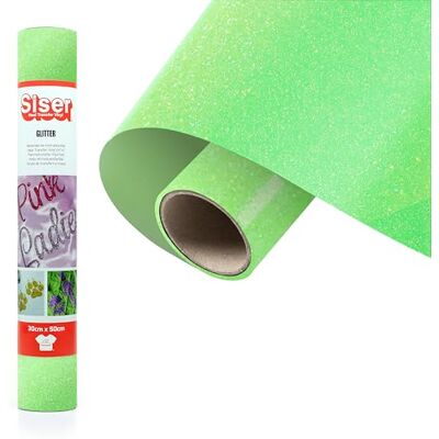 SISER ® Glitter Neon Green, 30cm x 0,5mt, Vinile Termotrasferibile Termoadesivo Glitterato per la Personalizzazione dei Tessuti, Abbigliamento e Accessori, Hobby Creativi, Facile da Tagliare SISER ® Glitter Neon Green, 30cm x 0,5mt, Vinile Termotrasferibile Termoadesivo Glitterato per la Personalizzazione dei Tessuti, Abbigliamento e Accessori, Hobby Creativi, Facile da Tagliare