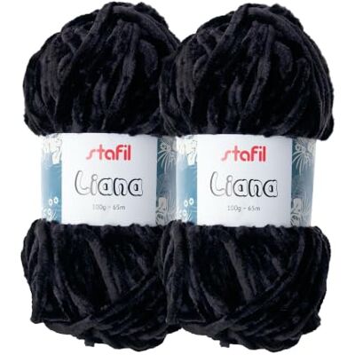 Stafil Filato Liana Effetto Morbida Ciniglia 100 g Set 2 Gomitoli Colore Nero Stafil Filato Liana Effetto Morbida Ciniglia 100 g Set 2 Gomitoli Colore Nero