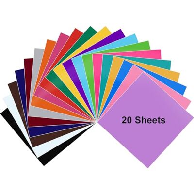 Euqvunn 20 Pezzi Vinile Adesivo 30.5 cm x 30.5 cm, Vinili multicolore di alta qualità per hobby, insegne e progetti fai-da-te Durevole, facile da tagliare, Adatto per Design Personalizzati Euqvunn 20 Pezzi Vinile Adesivo 30.5 cm x 30.5 cm, Vinili multicolore di alta qualità per hobby, insegne e progetti fai-da-te Durevole, facile da tagliare, Adatto per Design Personalizzati