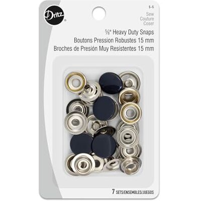 Dritz -Bottoni Automatici in Ottone, a 5/8 ", 7 Pezzi, Colore: Blu Navy Dritz -Bottoni Automatici in Ottone, a 5/8 ", 7 Pezzi, Colore: Blu Navy