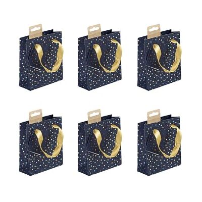 Clairefontaine Un set di 5 piccoli sacchetti regalo premium, formato tascabile, 12 x 4,5 x 13,5 cm, 170 g, motivo: strisce dorate e blu marini, ideale per: profumo, libro tascabile, Clairefontaine Un set di 5 piccoli sacchetti regalo premium, formato tascabile, 12 x 4,5 x 13,5 cm, 170 g, motivo: strisce dorate e blu marini, ideale per: profumo, libro tascabile,