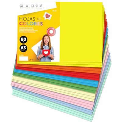 m-office Fogli Colorati A3 80g per Stampanti e Lavoretti Manuali, Blocco di Carta Colorata Assortita per Bambini, Pacchetto di Fogli Colorati per Biglietti(500 fogli, Selezione Forte+Pastello) m-office Fogli Colorati A3 80g per Stampanti e Lavoretti Manuali, Blocco di Carta Colorata Assortita per Bambini, Pacchetto di Fogli Colorati per Biglietti(500 fogli, Selezione Forte+Pastello)