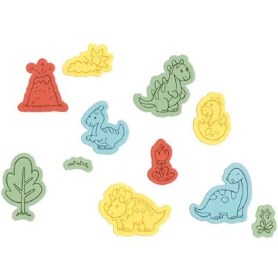 Sizzix Set di timbri trasparenti con fustelle Framelits, Dinosaur Adventures, 11 timbri in gomma e 11 fustelle da taglio Sizzix Set di timbri trasparenti con fustelle Framelits, Dinosaur Adventures, 11 timbri in gomma e 11 fustelle da taglio