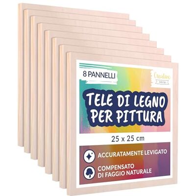 Creative Pannelli di Legno per Pitturare Set di 8 Pezzi 25 x 25 cm Travola Canvas Tela di Compensato Ideale per Una Grande Varietà di Progetti Artistici Creative Pannelli di Legno per Pitturare Set di 8 Pezzi 25 x 25 cm Travola Canvas Tela di Compensato Ideale per Una Grande Varietà di Progetti Artistici