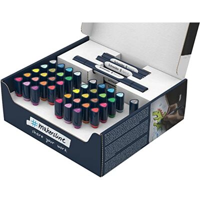 Schneider 040 Paint-It Twinmarker Set V1 (Brush Tip & 1,0 mm punta tonda, inchiostro a base d'acqua, per l'applicazione su carta, penne in 92% plastica riciclata), 52 pezzi, multicolore Schneider 040 Paint-It Twinmarker Set V1 (Brush Tip & 1,0 mm punta tonda, inchiostro a base d'acqua, per l'applicazione su carta, penne in 92% plastica riciclata), 52 pezzi, multicolore