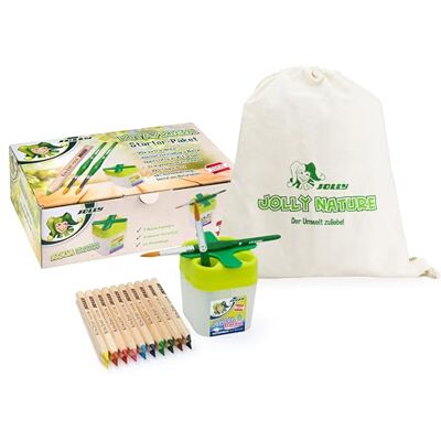 JOLLY Kita/Kiga Starter Pack, 20 matite colorate naturali extra spesse, con 2 pennelli, Aqua-Boxx e sacchetto di conservazione, 1 pezzo (1 pezzo) JOLLY Kita/Kiga Starter Pack, 20 matite colorate naturali extra spesse, con 2 pennelli, Aqua-Boxx e sacchetto di conservazione, 1 pezzo (1 pezzo)