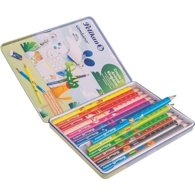 Pelikan Combino Mix e Match, Matite Colorate Jumbo, Triangolari Ergonomiche per Bambini, Educative, con Animali Combinabili sul Fusto. Astuccio Regalo un Metallo. 12 Matite Colori Assortiti Pelikan Combino Mix e Match, Matite Colorate Jumbo, Triangolari Ergonomiche per Bambini, Educative, con Animali Combinabili sul Fusto. Astuccio Regalo un Metallo. 12 Matite Colori Assortiti