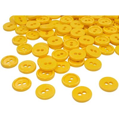 Aerzetix C56315 Set di 100 Bottoni rotondi per cucito Ø11.5x2.2mm con 2 fori diametro apertura 2mm colore giallo mais in plastica hobby creativo decorazione cucire merceria moda Aerzetix C56315 Set di 100 Bottoni rotondi per cucito Ø11.5x2.2mm con 2 fori diametro apertura 2mm colore giallo mais in plastica hobby creativo decorazione cucire merceria moda