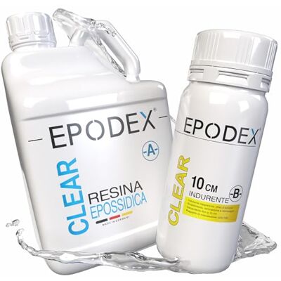EPODEX Resina Epossidica ECO MAX 10cm, CLEAR Transparent, 6kg Resina epossidica trasparente kit, per river table, lampade e progetti ad alto spessore EPODEX Resina Epossidica ECO MAX 10cm, CLEAR Transparent, 6kg Resina epossidica trasparente kit, per river table, lampade e progetti ad alto spessore