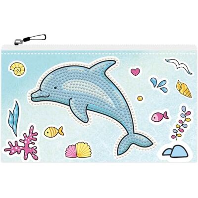 DIAMOND DOTZ Astuccio originale 5D Diamond Painting DOTZIES con delfino, set creativo fai da te con pietre a mosaico di diamanti per bambini dai 6 anni in su, 21,5 x 14 cm, colore: Blu DIAMOND DOTZ Astuccio originale 5D Diamond Painting DOTZIES con delfino, set creativo fai da te con pietre a mosaico di diamanti per bambini dai 6 anni in su, 21,5 x 14 cm, colore: Blu