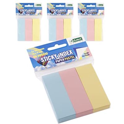 D.RECT Segnapagina adesivi, 25 x 75 mm, 3 confezioni da 100 pezzi, colori pastello D.RECT Segnapagina adesivi, 25 x 75 mm, 3 confezioni da 100 pezzi, colori pastello