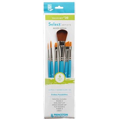 Princeton Art & Brush pennelli misti Select Artiste per olio, acrilico, acquerello Serie 3750, Brown, 120 Set Princeton Art & Brush pennelli misti Select Artiste per olio, acrilico, acquerello Serie 3750, Brown, 120 Set
