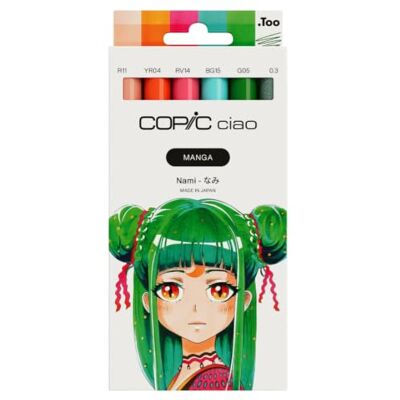 Copic Ciao MANGA Set di pennarelli Nami, con 5 tonalità brillanti di verde e blu, con 1 multilino da 0,3 mm in verde, Twin Marker con una punta media e una spazzola Copic Ciao MANGA Set di pennarelli Nami, con 5 tonalità brillanti di verde e blu, con 1 multilino da 0,3 mm in verde, Twin Marker con una punta media e una spazzola