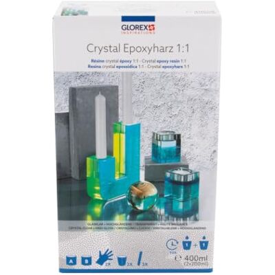 Glorex Crystal 6 2101 531 Set di resina epossidica e indurente 1:1, lucida, 2 x 200 ml, per artigianato, gioielli e costruzione di stampi, set da 8 pezzi Glorex Crystal 6 2101 531 Set di resina epossidica e indurente 1:1, lucida, 2 x 200 ml, per artigianato, gioielli e costruzione di stampi, set da 8 pezzi