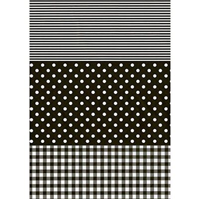 décopatch 1 pochette da 20 fogli 30x40 cm Cotone, pois, a righe nero décopatch 1 pochette da 20 fogli 30x40 cm Cotone, pois, a righe nero