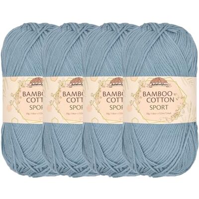 BambooMN JubileeYarn Gomitolo di filato sportivo in cotone di bambù, 50 g/matassa, colore: blu ghiaccio sbiadito, 4 matasse BambooMN JubileeYarn Gomitolo di filato sportivo in cotone di bambù, 50 g/matassa, colore: blu ghiaccio sbiadito, 4 matasse