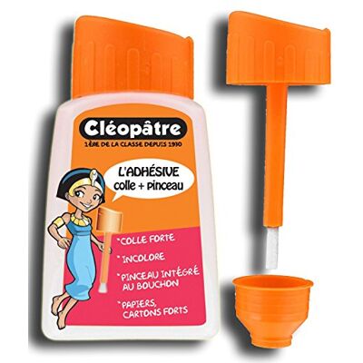 Cléopâtre Cleopatra – – Adesivo – Flacone di colla trasparente forte con tappo pennello 80 g Cléopâtre Cleopatra – – Adesivo – Flacone di colla trasparente forte con tappo pennello 80 g