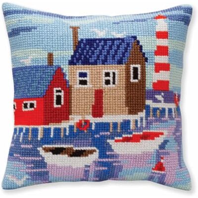 Kit cuscino a punto croce Serene Harbor, articolo: 5 388 Collezione D'Arte Dimensione 40 x 40 cm. Kit cuscino a punto croce Serene Harbor, articolo: 5 388 Collezione D'Arte Dimensione 40 x 40 cm.