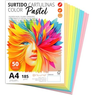 OFITURIA Colorare Fogli A4 per Manualità, Educazione, Casa, Arte o Ufficio Cartoncini Sfumature Pastello (50 Fogli, Assortimento Pastello) OFITURIA Colorare Fogli A4 per Manualità, Educazione, Casa, Arte o Ufficio Cartoncini Sfumature Pastello (50 Fogli, Assortimento Pastello)