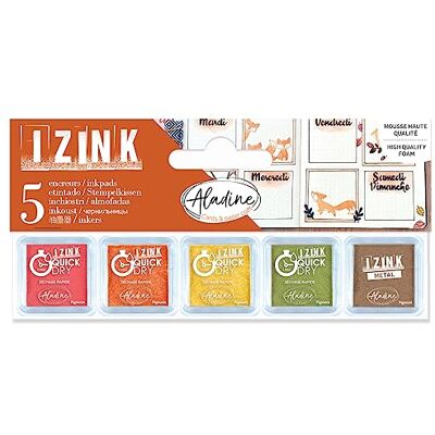 Aladine Set di 5 inchiostratori Fogliame, Rosso Verde, Standard Aladine Set di 5 inchiostratori Fogliame, Rosso Verde, Standard