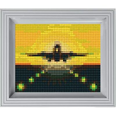 Pracht Creatives Hobby Pixel Scatola regalo a mosaico per l'atterraggio di un aereo, immagine pixel con cornice, sistema a innesto molto semplice, senza stirare e incollare, sassolini in bioplastica Pracht Creatives Hobby Pixel Scatola regalo a mosaico per l'atterraggio di un aereo, immagine pixel con cornice, sistema a innesto molto semplice, senza stirare e incollare, sassolini in bioplastica