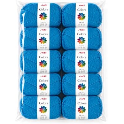 Stafil Colors Set da 10 Gomitoli Colore ionio – 10 Gomitoli da 50 g (500 g Totali) – Lana Acrilica per Uncinetto, Maglia, Amigurumi, Crochet e Lavori Creativi Stafil Colors Set da 10 Gomitoli Colore ionio – 10 Gomitoli da 50 g (500 g Totali) – Lana Acrilica per Uncinetto, Maglia, Amigurumi, Crochet e Lavori Creativi