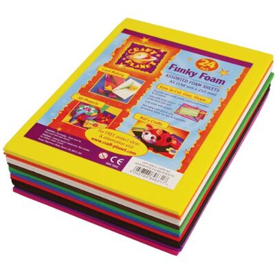 Craft Planet Fogli in spugna, formato A5, diversi colori, confezione da 24 Craft Planet Fogli in spugna, formato A5, diversi colori, confezione da 24
