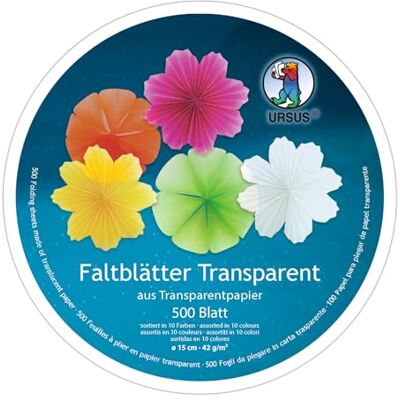 URSUS 2647499-Fogli Pieghevoli di Carta Trasparente, 500 Fogli Assortiti in 10 Colori, Rotondo 42 g/m², Diametro Circa 15 cm, Tinta Unita, Paper, Multicolor, Normal URSUS 2647499-Fogli Pieghevoli di Carta Trasparente, 500 Fogli Assortiti in 10 Colori, Rotondo 42 g/m², Diametro Circa 15 cm, Tinta Unita, Paper, Multicolor, Normal