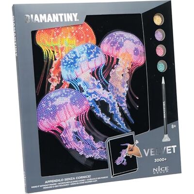 DIAMANTINY Level Up Jelly Fishes Quadro Meduse con Sfondo di Velluto DIAMANTINY Level Up Jelly Fishes Quadro Meduse con Sfondo di Velluto