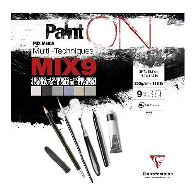 Clairefontaine PaintON Mix 9 Carta Artistica Assortita - 29,7x29,7cm 250g - Confezione da 2 Clairefontaine PaintON Mix 9 Carta Artistica Assortita - 29,7x29,7cm 250g - Confezione da 2