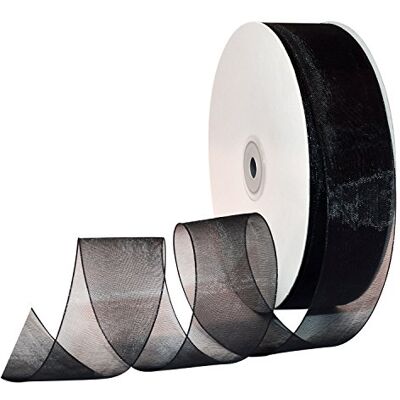 Morex Nastro in nylon organza, 3,8 cm x 91,1 m, colore: nero Morex Nastro in nylon organza, 3,8 cm x 91,1 m, colore: nero