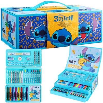 Disney Stitch Valigetta Colori per Bambini con Matite Colorate, Pastelli & Arte Accessori (Blu Stitch) Disney Stitch Valigetta Colori per Bambini con Matite Colorate, Pastelli & Arte Accessori (Blu Stitch)