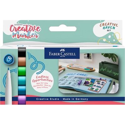 Faber-Castell Set di pennarelli Goldfaber Creative, 6 pennarelli, pennarelli indelebili, spessore tratto 1,5 mm, set Creative Haven Faber-Castell Set di pennarelli Goldfaber Creative, 6 pennarelli, pennarelli indelebili, spessore tratto 1,5 mm, set Creative Haven