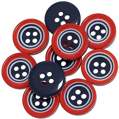 Aerzetix C65683 Set di 10 Bottoni per cucire Ø12.5x2.8mm con 4 fori 20L L20 colore: blu, rosso, bianco in plastica apertura 1.5mm hobby creativo merceria cucito abbigliamento Aerzetix C65683 Set di 10 Bottoni per cucire Ø12.5x2.8mm con 4 fori 20L L20 colore: blu, rosso, bianco in plastica apertura 1.5mm hobby creativo merceria cucito abbigliamento